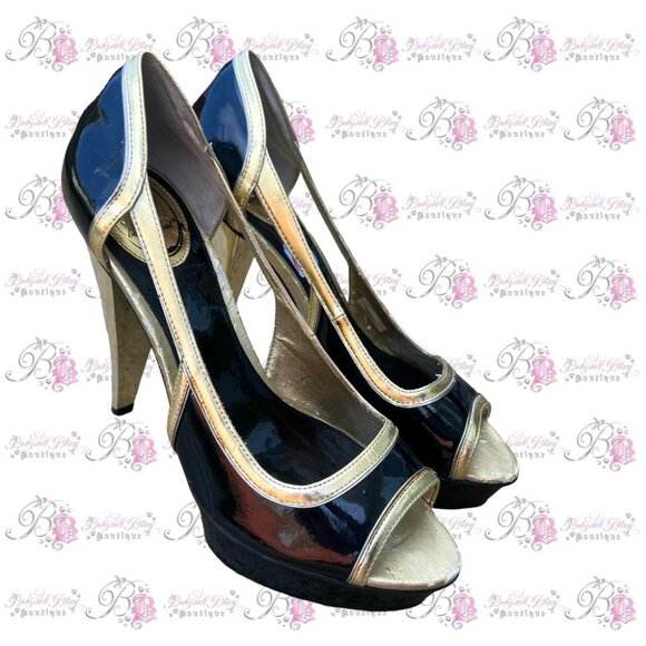 Baby phat heels with kitty cat gold black open toe heels vintage deadstock rare - Picture 4 of 16